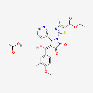 molecular formula C27H27N3O8S B5294155 ethyl 2-[3-hydroxy-4-(4-methoxy-3-methylbenzoyl)-2-oxo-5-(3-pyridinyl)-2,5-dihydro-1H-pyrrol-1-yl]-4-methyl-1,3-thiazole-5-carboxylate acetate (salt) 