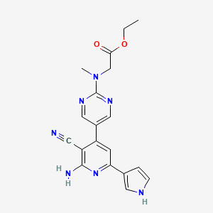 ethyl [{5-[2-amino-3-cyano-6-(1H-pyrrol-3-yl)pyridin-4-yl]pyrimidin-2-yl}(methyl)amino]acetate