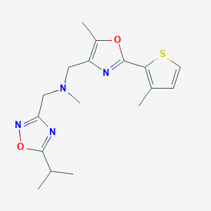molecular formula C17H22N4O2S B5294185 1-(5-isopropyl-1,2,4-oxadiazol-3-yl)-N-methyl-N-{[5-methyl-2-(3-methyl-2-thienyl)-1,3-oxazol-4-yl]methyl}methanamine 