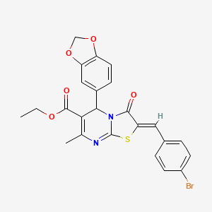 molecular formula C24H19BrN2O5S B5294196 ethyl 5-(1,3-benzodioxol-5-yl)-2-(4-bromobenzylidene)-7-methyl-3-oxo-2,3-dihydro-5H-[1,3]thiazolo[3,2-a]pyrimidine-6-carboxylate 