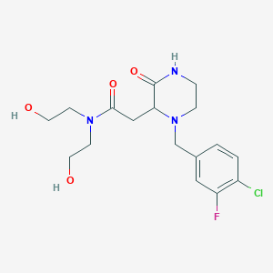 molecular formula C17H23ClFN3O4 B5294223 2-[1-(4-chloro-3-fluorobenzyl)-3-oxo-2-piperazinyl]-N,N-bis(2-hydroxyethyl)acetamide 