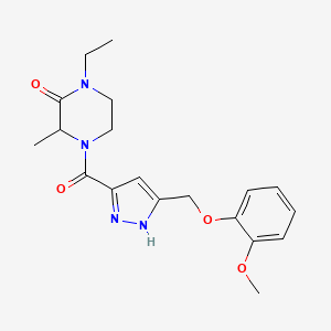 molecular formula C19H24N4O4 B5294236 1-ethyl-4-({5-[(2-methoxyphenoxy)methyl]-1H-pyrazol-3-yl}carbonyl)-3-methylpiperazin-2-one 