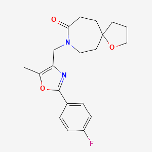 molecular formula C20H23FN2O3 B5294278 8-{[2-(4-fluorophenyl)-5-methyl-1,3-oxazol-4-yl]methyl}-1-oxa-8-azaspiro[4.6]undecan-9-one 