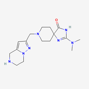 2-(dimethylamino)-8-(4,5,6,7-tetrahydropyrazolo[1,5-a]pyrazin-2-ylmethyl)-1,3,8-triazaspiro[4.5]dec-1-en-4-one dihydrochloride