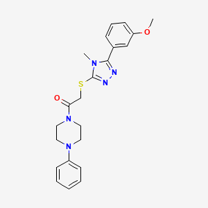 molecular formula C22H25N5O2S B5294345 1-({[5-(3-methoxyphenyl)-4-methyl-4H-1,2,4-triazol-3-yl]thio}acetyl)-4-phenylpiperazine 
