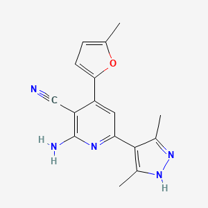molecular formula C16H15N5O B5294377 2-amino-6-(3,5-dimethyl-1H-pyrazol-4-yl)-4-(5-methyl-2-furyl)nicotinonitrile 