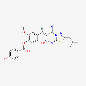molecular formula C24H21FN4O4S B5294393 4-[(5-imino-2-isobutyl-7-oxo-5H-[1,3,4]thiadiazolo[3,2-a]pyrimidin-6(7H)-ylidene)methyl]-2-methoxyphenyl 4-fluorobenzoate 