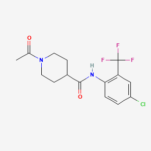 molecular formula C15H16ClF3N2O2 B5294436 1-acetyl-N-[4-chloro-2-(trifluoromethyl)phenyl]-4-piperidinecarboxamide 