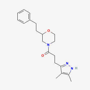 molecular formula C20H27N3O2 B5294456 4-[3-(4,5-dimethyl-1H-pyrazol-3-yl)propanoyl]-2-(2-phenylethyl)morpholine 