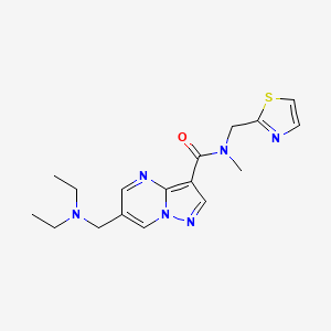 molecular formula C17H22N6OS B5294461 6-[(diethylamino)methyl]-N-methyl-N-(1,3-thiazol-2-ylmethyl)pyrazolo[1,5-a]pyrimidine-3-carboxamide 