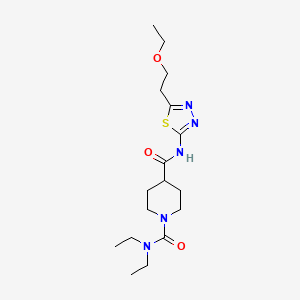 molecular formula C17H29N5O3S B5294497 N~4~-[5-(2-ethoxyethyl)-1,3,4-thiadiazol-2-yl]-N~1~,N~1~-diethyl-1,4-piperidinedicarboxamide 