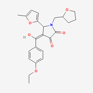 molecular formula C23H25NO6 B5294507 4-(4-ethoxybenzoyl)-3-hydroxy-5-(5-methyl-2-furyl)-1-(tetrahydro-2-furanylmethyl)-1,5-dihydro-2H-pyrrol-2-one 