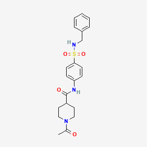 molecular formula C21H25N3O4S B5294563 1-acetyl-N-{4-[(benzylamino)sulfonyl]phenyl}-4-piperidinecarboxamide 