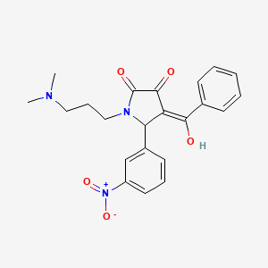 molecular formula C22H23N3O5 B5294608 4-benzoyl-1-[3-(dimethylamino)propyl]-3-hydroxy-5-(3-nitrophenyl)-1,5-dihydro-2H-pyrrol-2-one 