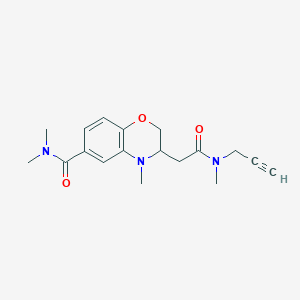molecular formula C18H23N3O3 B5294643 N,N,4-trimethyl-3-{2-[methyl(prop-2-yn-1-yl)amino]-2-oxoethyl}-3,4-dihydro-2H-1,4-benzoxazine-6-carboxamide 