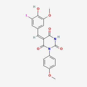 molecular formula C19H15IN2O6 B5294655 5-(4-hydroxy-3-iodo-5-methoxybenzylidene)-1-(4-methoxyphenyl)-2,4,6(1H,3H,5H)-pyrimidinetrione 