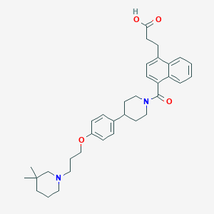 molecular formula C35H44N2O4 B529472 3-[4-[4-[4-[3-(3,3-二甲基哌啶-1-基)丙氧基]苯基]哌啶-1-羰基]萘-1-基]丙酸 