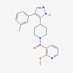 molecular formula C22H24N4O2 B5294749 2-methoxy-3-({4-[4-(3-methylphenyl)-1H-pyrazol-5-yl]piperidin-1-yl}carbonyl)pyridine 