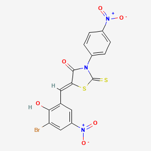molecular formula C16H8BrN3O6S2 B5294795 5-(3-bromo-2-hydroxy-5-nitrobenzylidene)-3-(4-nitrophenyl)-2-thioxo-1,3-thiazolidin-4-one 