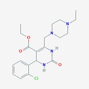 molecular formula C20H27ClN4O3 B5294839 ethyl 4-(2-chlorophenyl)-6-[(4-ethyl-1-piperazinyl)methyl]-2-oxo-1,2,3,4-tetrahydro-5-pyrimidinecarboxylate 