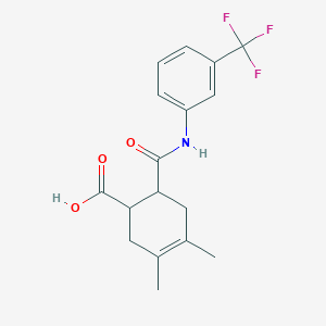 molecular formula C17H18F3NO3 B5294846 3,4-dimethyl-6-({[3-(trifluoromethyl)phenyl]amino}carbonyl)-3-cyclohexene-1-carboxylic acid 