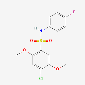molecular formula C14H13ClFNO4S B5294874 4-chloro-N-(4-fluorophenyl)-2,5-dimethoxybenzenesulfonamide 