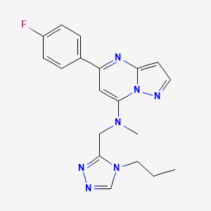 molecular formula C19H20FN7 B5294935 5-(4-fluorophenyl)-N-methyl-N-[(4-propyl-4H-1,2,4-triazol-3-yl)methyl]pyrazolo[1,5-a]pyrimidin-7-amine 