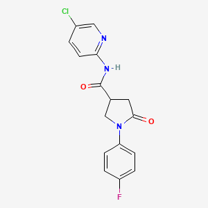 molecular formula C16H13ClFN3O2 B5294947 N-(5-chloro-2-pyridinyl)-1-(4-fluorophenyl)-5-oxo-3-pyrrolidinecarboxamide 