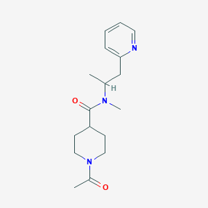molecular formula C17H25N3O2 B5294973 1-acetyl-N-methyl-N-(1-methyl-2-pyridin-2-ylethyl)piperidine-4-carboxamide 
