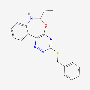molecular formula C19H18N4OS B5294981 3-(benzylthio)-6-ethyl-6,7-dihydro[1,2,4]triazino[5,6-d][3,1]benzoxazepine 
