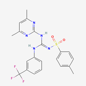 molecular formula C21H20F3N5O2S B5294989 N-([(4,6-dimethyl-2-pyrimidinyl)amino]{[3-(trifluoromethyl)phenyl]amino}methylene)-4-methylbenzenesulfonamide 