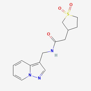 molecular formula C14H17N3O3S B5295013 2-(1,1-dioxidotetrahydro-3-thienyl)-N-(pyrazolo[1,5-a]pyridin-3-ylmethyl)acetamide 