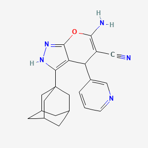 molecular formula C22H23N5O B5295023 3-(1-adamantyl)-6-amino-4-pyridin-3-yl-1,4-dihydropyrano[2,3-c]pyrazole-5-carbonitrile 
