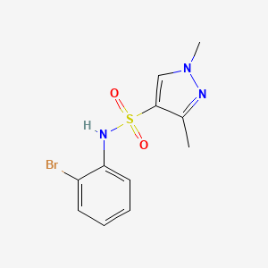 molecular formula C11H12BrN3O2S B5295056 N-(2-bromophenyl)-1,3-dimethyl-1H-pyrazole-4-sulfonamide 