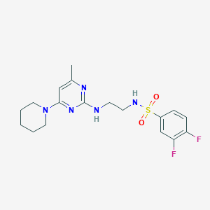 molecular formula C18H23F2N5O2S B5295067 3,4-difluoro-N-(2-{[4-methyl-6-(1-piperidinyl)-2-pyrimidinyl]amino}ethyl)benzenesulfonamide 