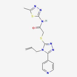 molecular formula C15H15N7OS2 B5295099 2-{[4-allyl-5-(4-pyridinyl)-4H-1,2,4-triazol-3-yl]thio}-N-(5-methyl-1,3,4-thiadiazol-2-yl)acetamide 