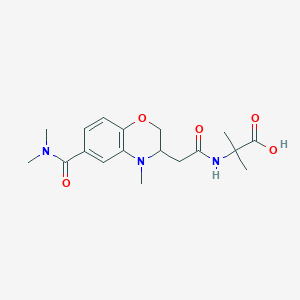 molecular formula C18H25N3O5 B5295144 2-[({6-[(dimethylamino)carbonyl]-4-methyl-3,4-dihydro-2H-1,4-benzoxazin-3-yl}acetyl)amino]-2-methylpropanoic acid 