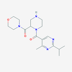 molecular formula C18H27N5O3 B5295170 4-({1-[(2-isopropyl-4-methyl-5-pyrimidinyl)carbonyl]-2-piperazinyl}carbonyl)morpholine 