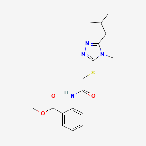 molecular formula C17H22N4O3S B5295212 methyl 2-({[(5-isobutyl-4-methyl-4H-1,2,4-triazol-3-yl)thio]acetyl}amino)benzoate 
