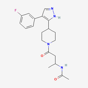 molecular formula C20H25FN4O2 B5295267 N-(3-{4-[4-(3-fluorophenyl)-1H-pyrazol-5-yl]piperidin-1-yl}-1-methyl-3-oxopropyl)acetamide 