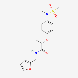 molecular formula C16H20N2O5S B5295324 N-(2-furylmethyl)-2-{4-[methyl(methylsulfonyl)amino]phenoxy}propanamide 