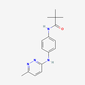 molecular formula C16H20N4O B5295345 2,2-dimethyl-N-{4-[(6-methyl-3-pyridazinyl)amino]phenyl}propanamide 