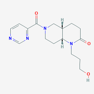 molecular formula C16H22N4O3 B5295383 (4aS*,8aR*)-1-(3-hydroxypropyl)-6-(pyrimidin-4-ylcarbonyl)octahydro-1,6-naphthyridin-2(1H)-one 