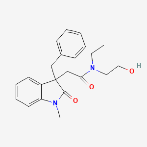 molecular formula C22H26N2O3 B5295407 2-(3-benzyl-1-methyl-2-oxo-2,3-dihydro-1H-indol-3-yl)-N-ethyl-N-(2-hydroxyethyl)acetamide 