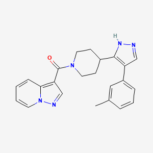 molecular formula C23H23N5O B5295408 3-({4-[4-(3-methylphenyl)-1H-pyrazol-5-yl]piperidin-1-yl}carbonyl)pyrazolo[1,5-a]pyridine 