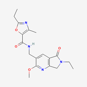 molecular formula C18H22N4O4 B5295416 2-ethyl-N-[(6-ethyl-2-methoxy-5-oxo-6,7-dihydro-5H-pyrrolo[3,4-b]pyridin-3-yl)methyl]-4-methyl-1,3-oxazole-5-carboxamide 