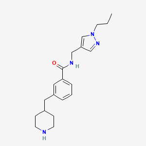 molecular formula C20H28N4O B5295427 3-(4-piperidinylmethyl)-N-[(1-propyl-1H-pyrazol-4-yl)methyl]benzamide 