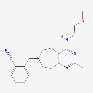 molecular formula C20H25N5O B5295444 2-({4-[(2-methoxyethyl)amino]-2-methyl-5,6,8,9-tetrahydro-7H-pyrimido[4,5-d]azepin-7-yl}methyl)benzonitrile 