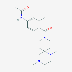 molecular formula C20H30N4O2 B5295452 N-{4-[(1,4-dimethyl-1,4,9-triazaspiro[5.5]undec-9-yl)carbonyl]-3-methylphenyl}acetamide 