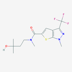 molecular formula C14H18F3N3O2S B5295491 N-(3-hydroxy-3-methylbutyl)-N,1-dimethyl-3-(trifluoromethyl)-1H-thieno[2,3-c]pyrazole-5-carboxamide 